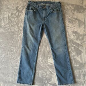 Carhartt Men's 36x32 Relaxed Fit DISTRESSED Straight Leg Blue Work Jeans MEXICO
